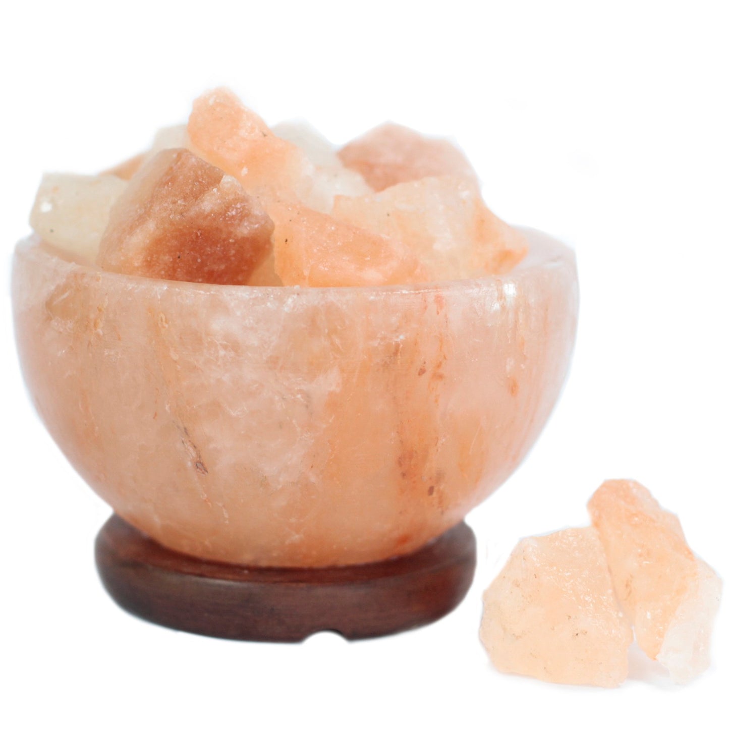 Image of himalayan salt lamp bowl with chunks in daylight