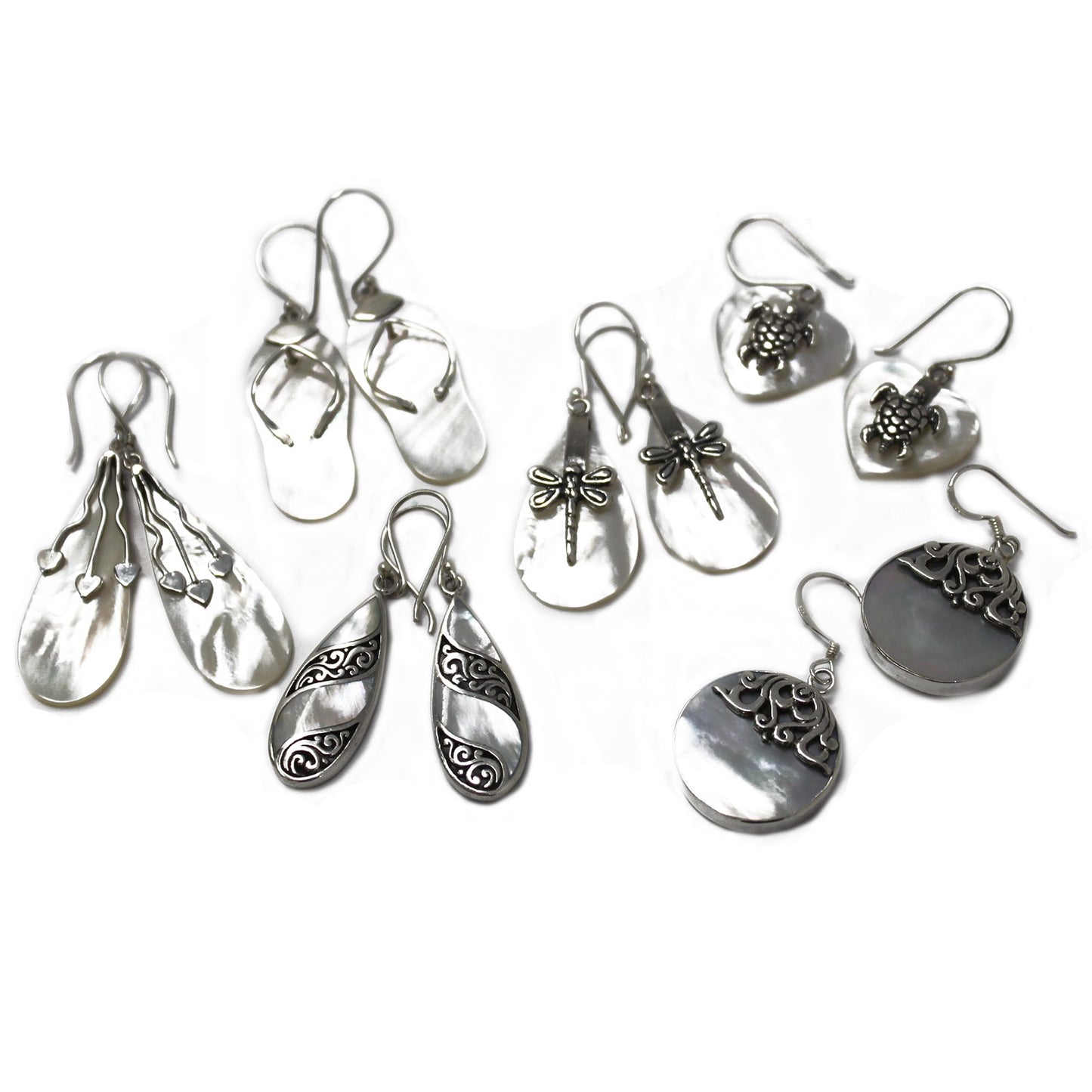 Shell & Silver Earrings - Teardrop- MOP