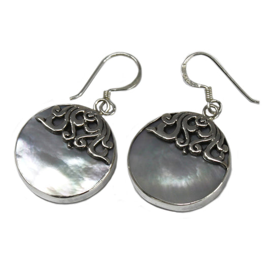 Shell & Silver Earrings - Classic Disc