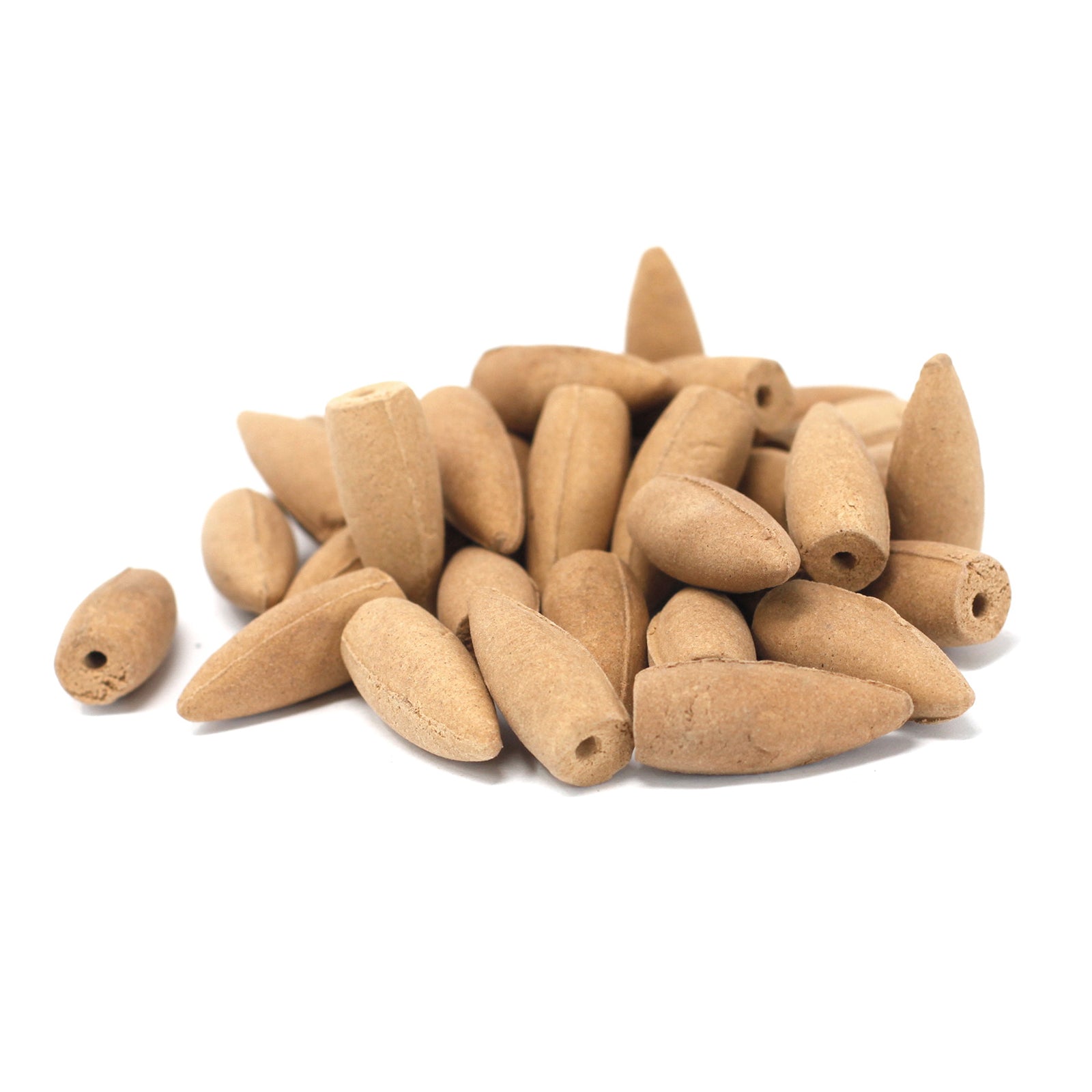 Image shows in a pile. Handcrafted Back Flow Incense Cones from India with Vanilla Fragrance