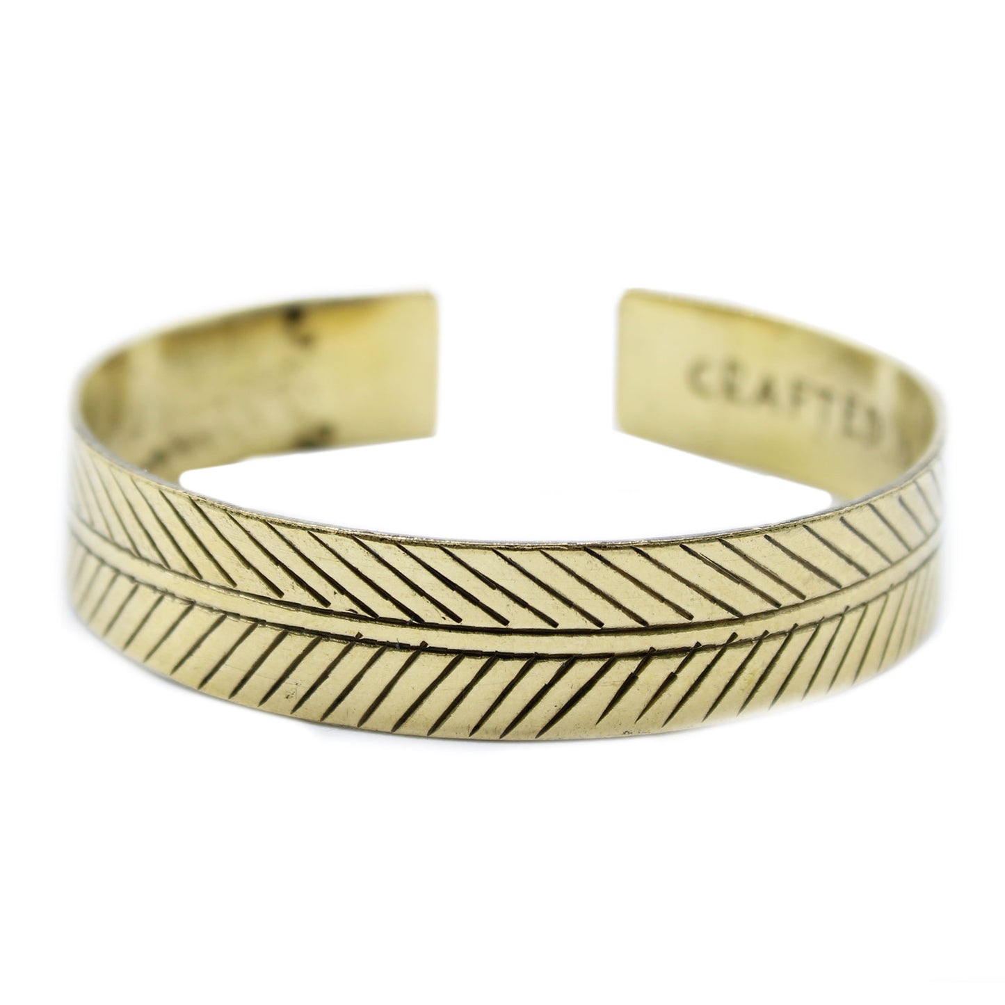 Brass Tibetan Bracelet - Wide Tribal Leaf