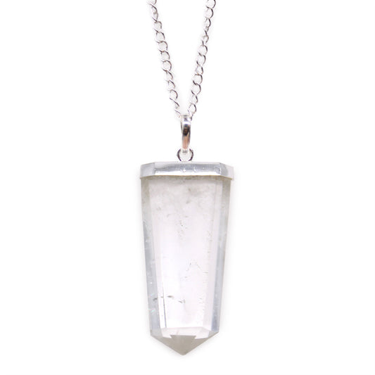 Image of flat pencil gemstone pendant, necklaces in Rock Quartz