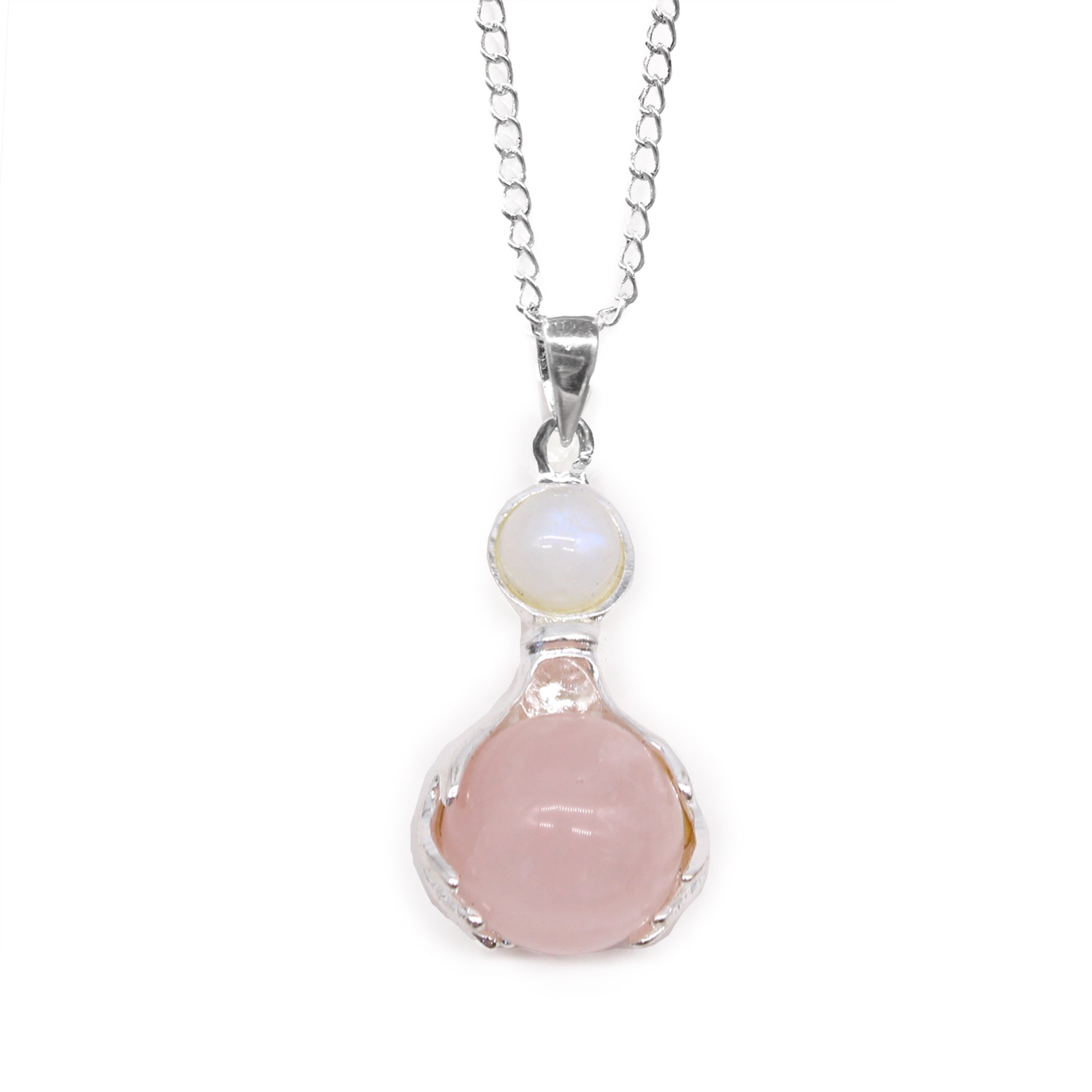 Image of rose Quartz gemstone necklace, pendant