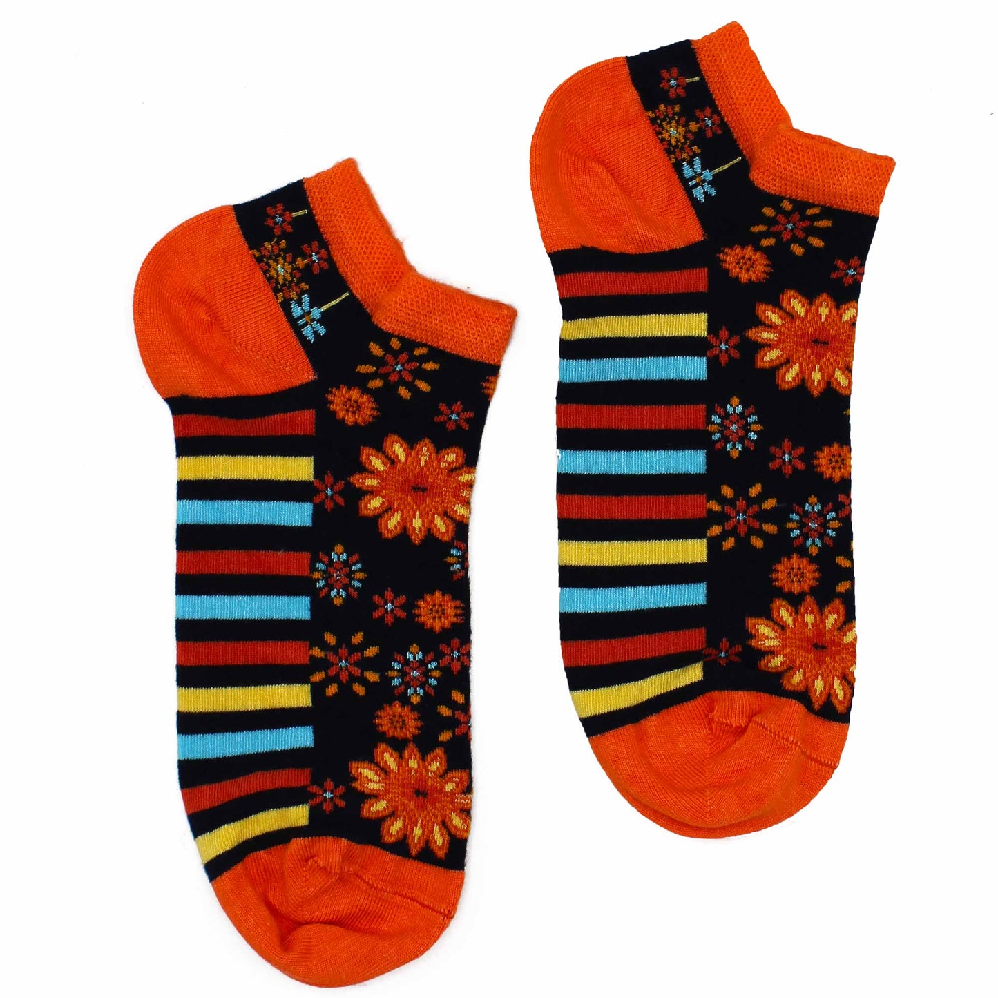 "Image: Pair of bamboo socks featuring Mandala motifs. Stylish, sustainable, and spiritually inspired design.