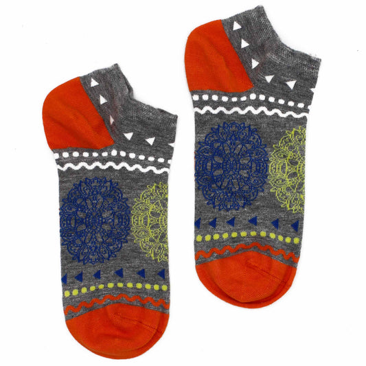 "Image: Pair of bamboo socks featuring Flowers of Life . Stylish, sustainable, and spiritually inspired design. High wicking socks, eco friendly socks