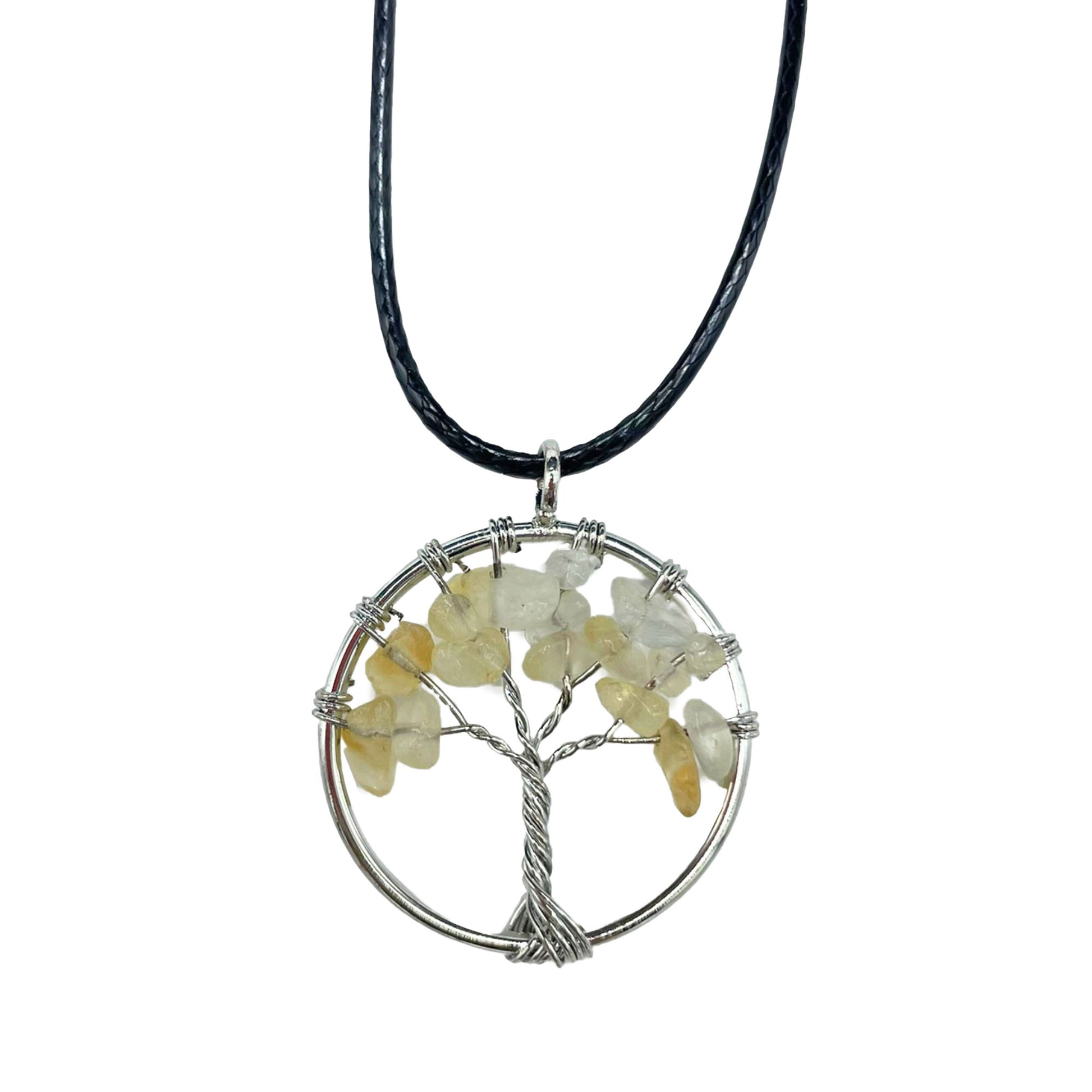 Image of a women's tree of life pendant featuring beautiful Carnelian gemstones, symbolizing elegance and sophistication. Front close up image