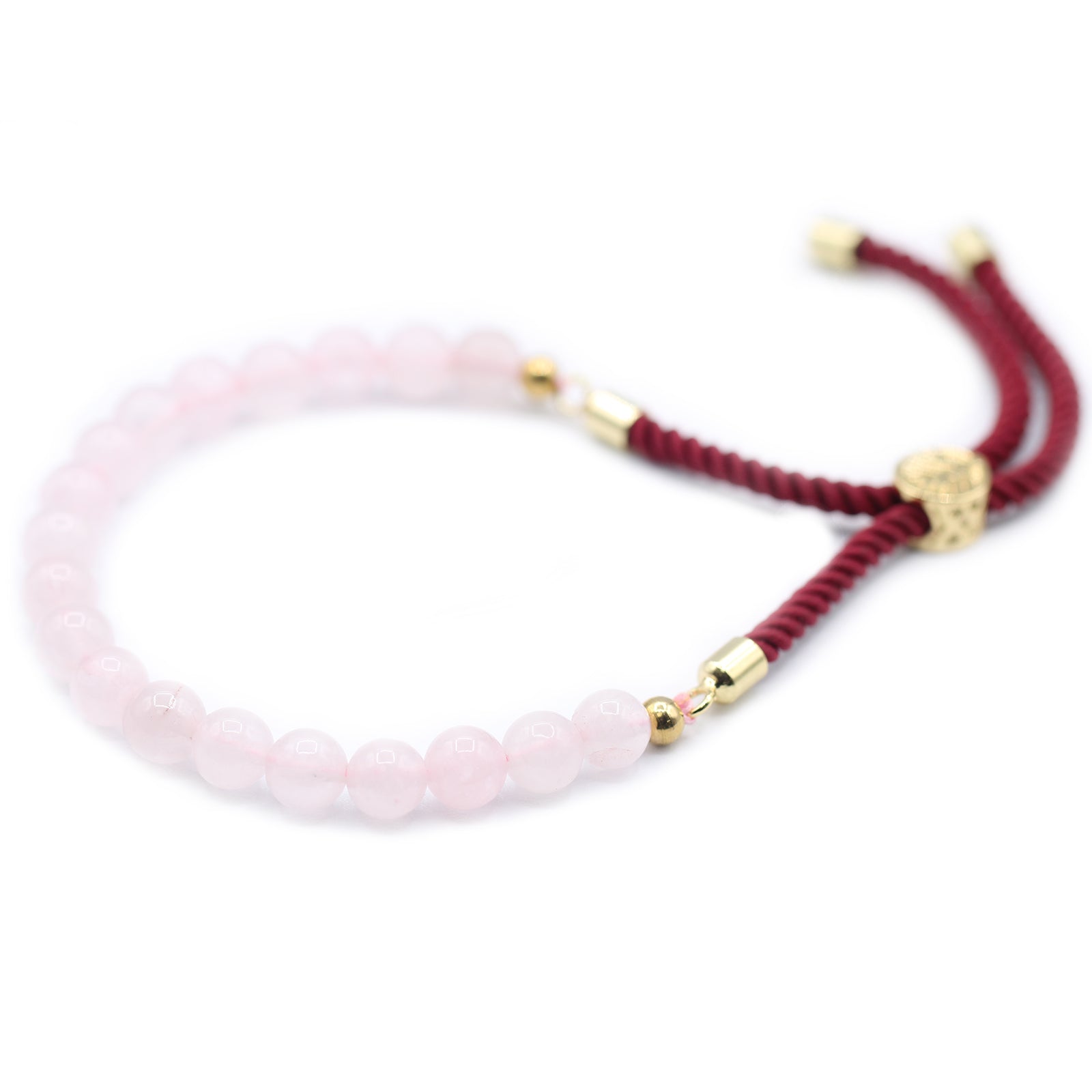 18K Gold Plated Gemstone Bordeaux String Bracelet - Rose Quartz# - Zen Gift Hub