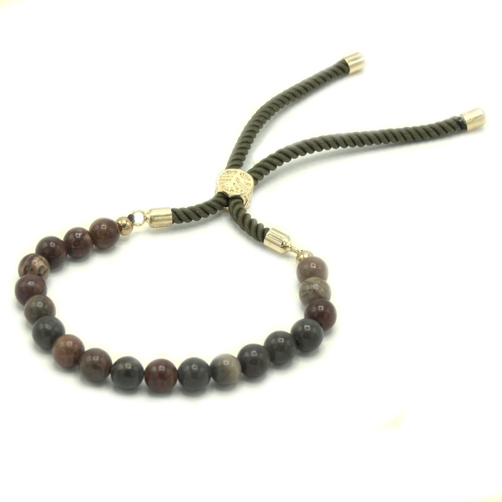 18K Gold Plated Gemstone Moss String Bracelet - Picasso Jasper# - Zen Gift Hub