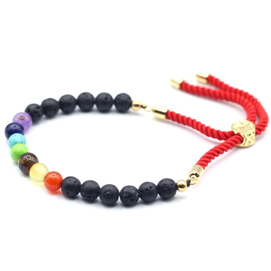 18K Gold Plated Gemstone Royal String Bracelet - Lava Stone Chakra# - Zen Gift Hub