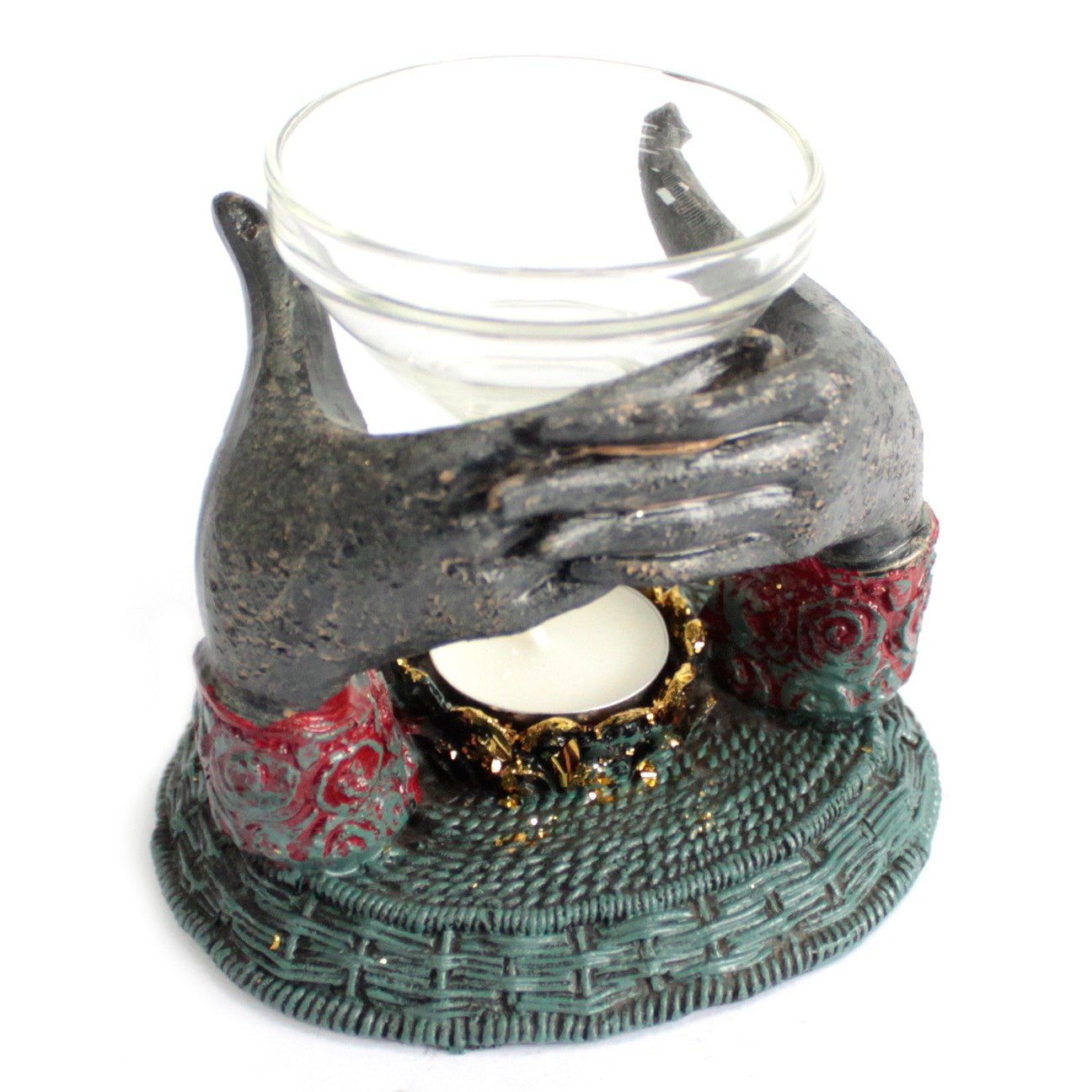 Antique Buddha - Offering Hands Oil Burner# - Zen Gift Hub