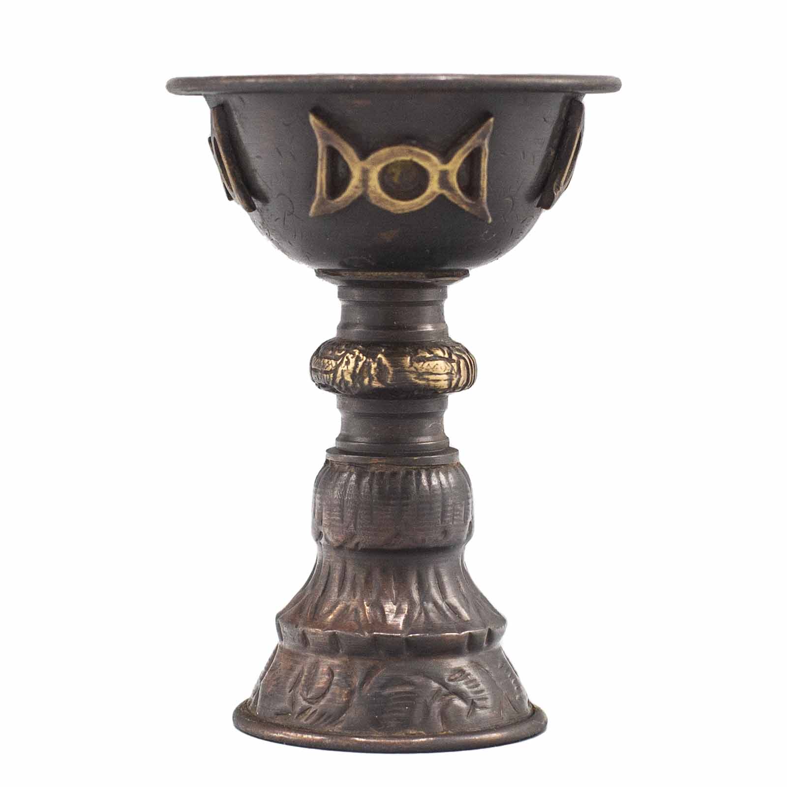 Antique Copper Ritual Goblet with Triple Moon# - Zen Gift Hub