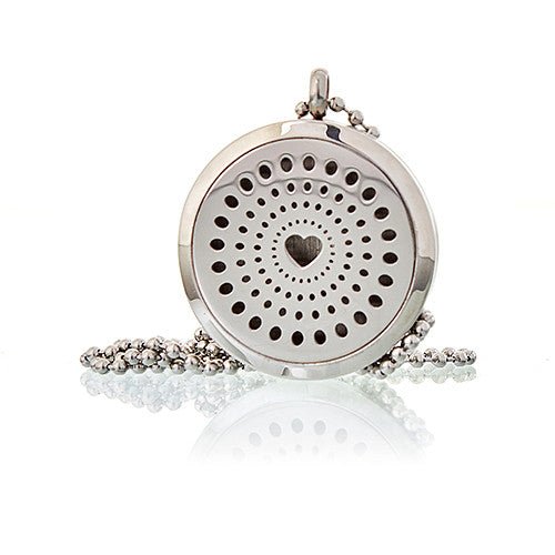 Aromatherapy Diffuser Necklace - Diamonds Heart 30mm# - Zen Gift Hub