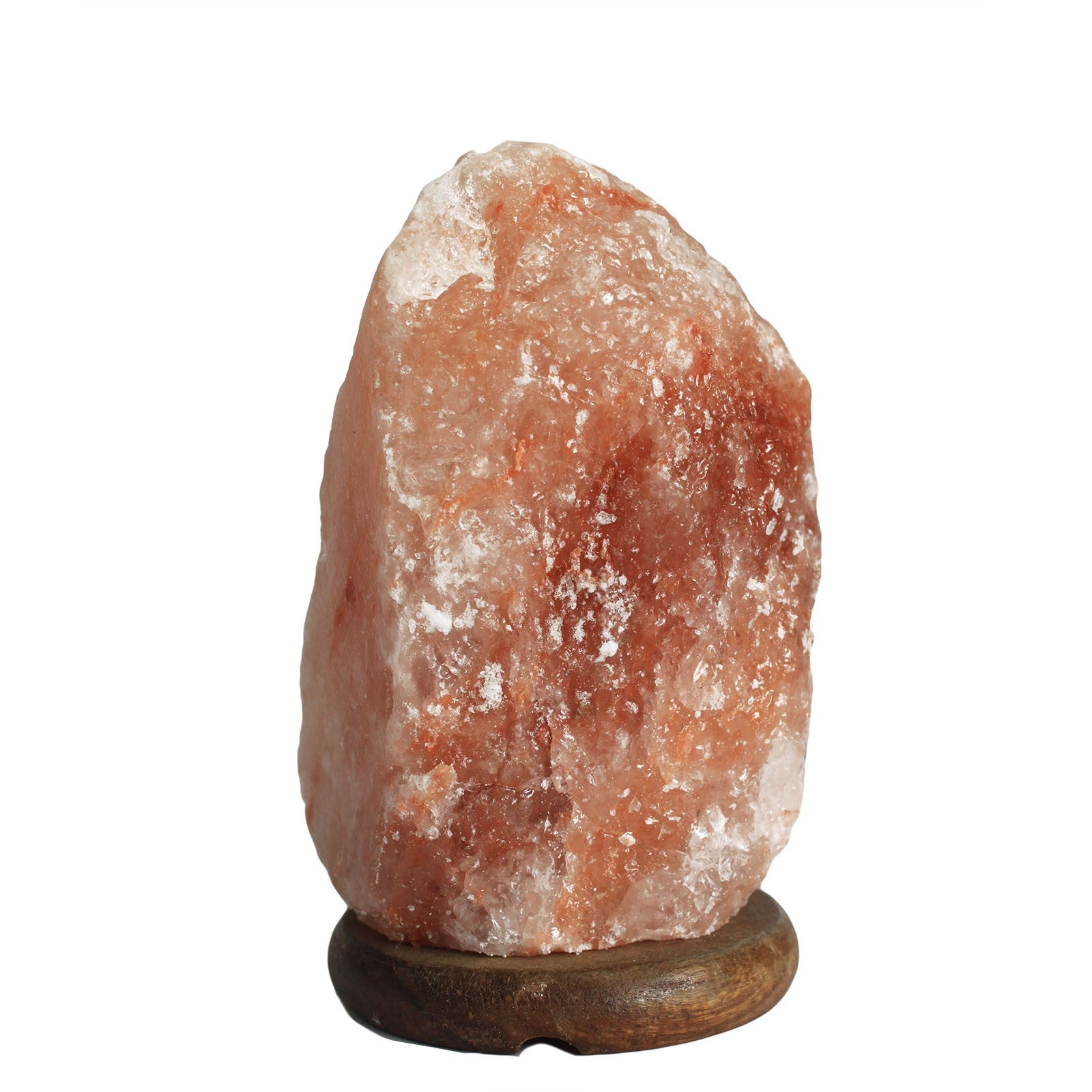 Image of himalayan salt lamp with wooden base