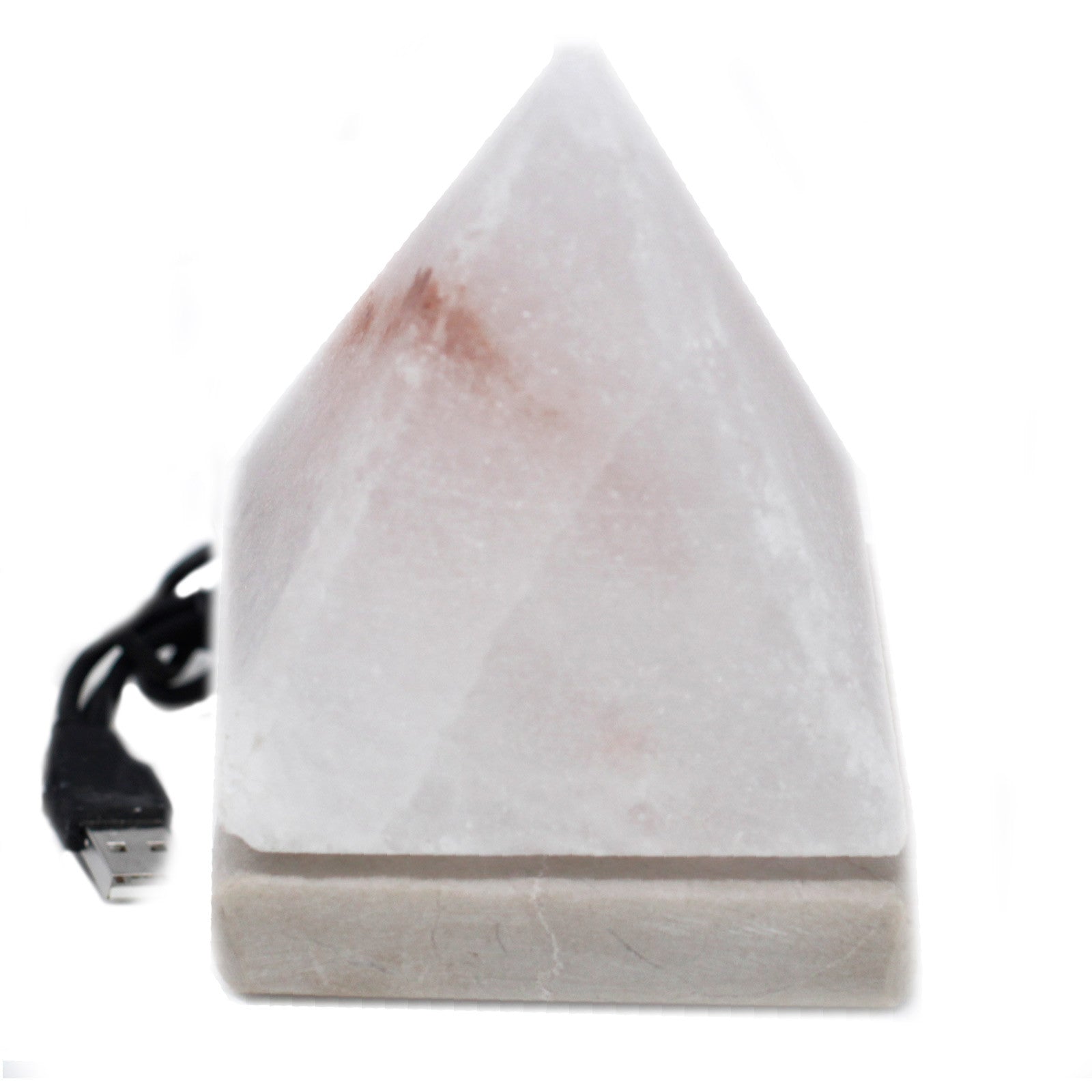 Best himalayan salt lamp close up pyramid shaped, stone base and usb connector