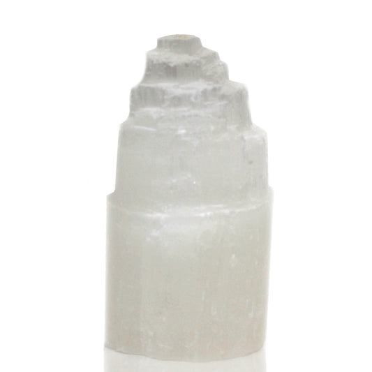  image of the Natural Natural Selenite Tower Lamp: A tall, translucent crystal lamp emitting a soft, soothing glow, perfect for meditation and relaxation.