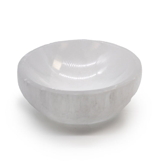 Image of round selenite bowl, decorative stone bowls